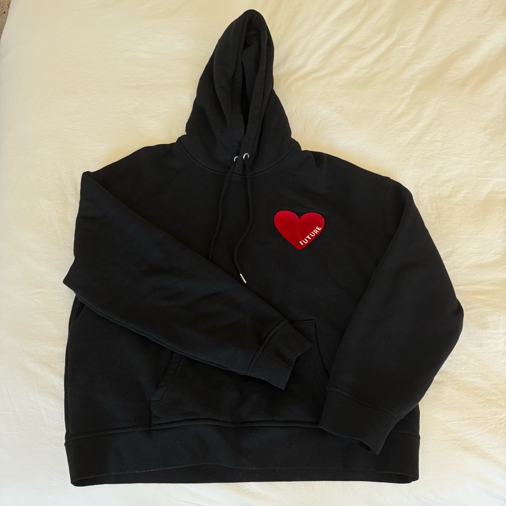 Black Hoodie with Red Heart by